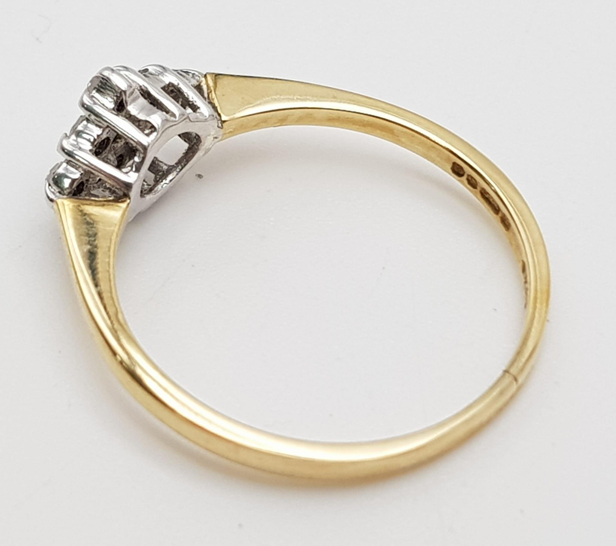 9K Yellow Gold Diamond Custer Ring 0.10ct Diamond Weighs 1.35g Size J - Image 3 of 4