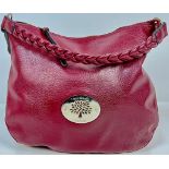 A BURGUNDY LEATHER MULBERRY HAND/SHOULDER BAG SMALL SIGNS OF USE.HENCE THE PRICE!