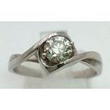 18k White Gold Diamond Twist Solitaire ring. 0.50ct Diamond weighs 3.66g size O