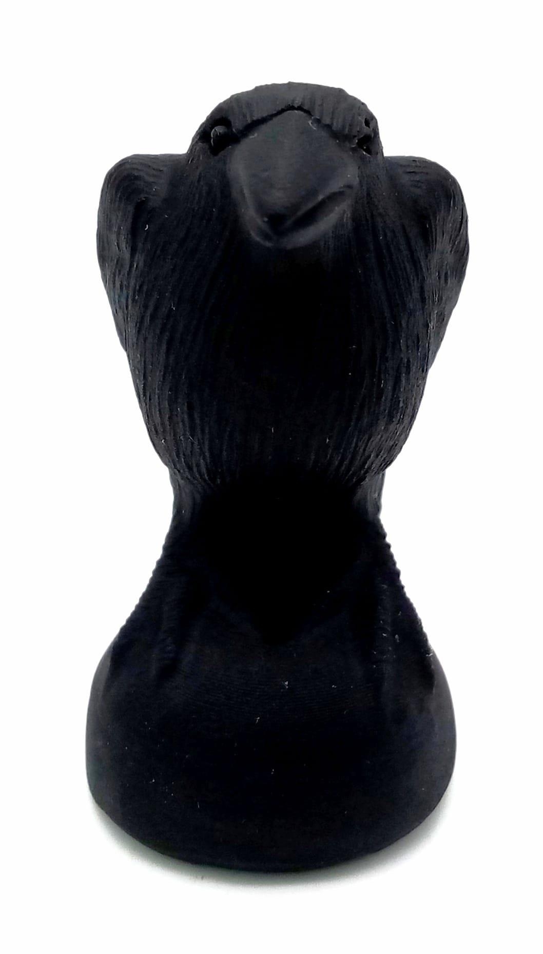 A Damien-esque (Omen 2) Black Obsidian Crystal Bird Figure. 7cm tall. - Image 3 of 4