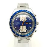 A Vintage Seiko Kakume Automatic Gents Watch. Stainless steel strap and case - 42mm. Blue dial
