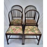 Four Vintage Spindle-Back Chairs with Similar Upholstery. Preferable if the winning bidder picks
