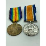 Pair of WWI medals awarded to Private E Gadsden of the Kings Royal Rifle Corps. First World War