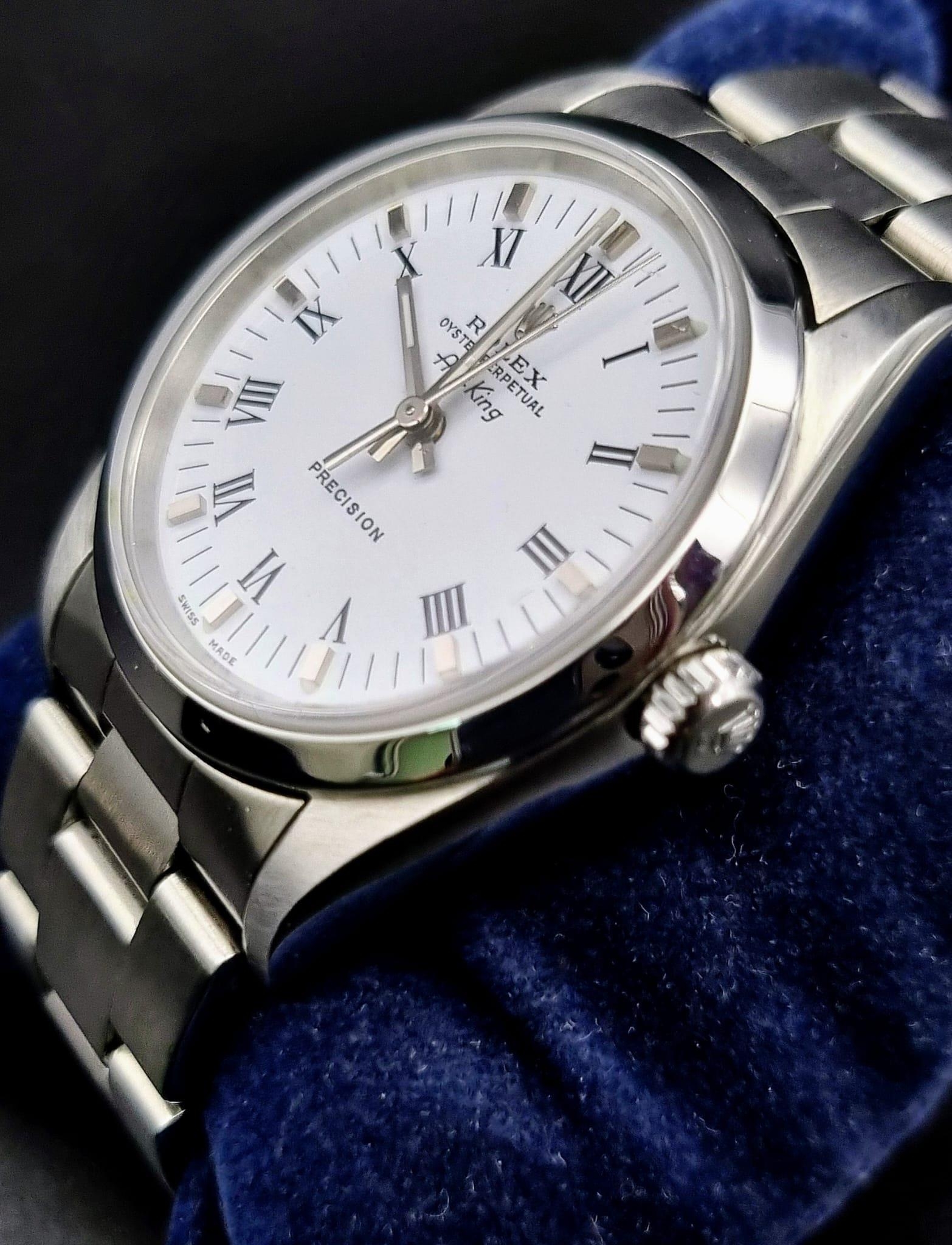 A Rolex Oyster Perpetual Air King Ladies Watch. Stainless steel strap and case - 36mm. White dial. - Image 2 of 10