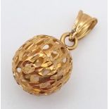 9K Yellow Gold Glitzy Ball Charm/Pendant. weighs 0.5g