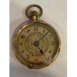 Ladies 18 CARAT GOLD fob/pocket watch. Late 19th early 20th century French. Beautifully designed