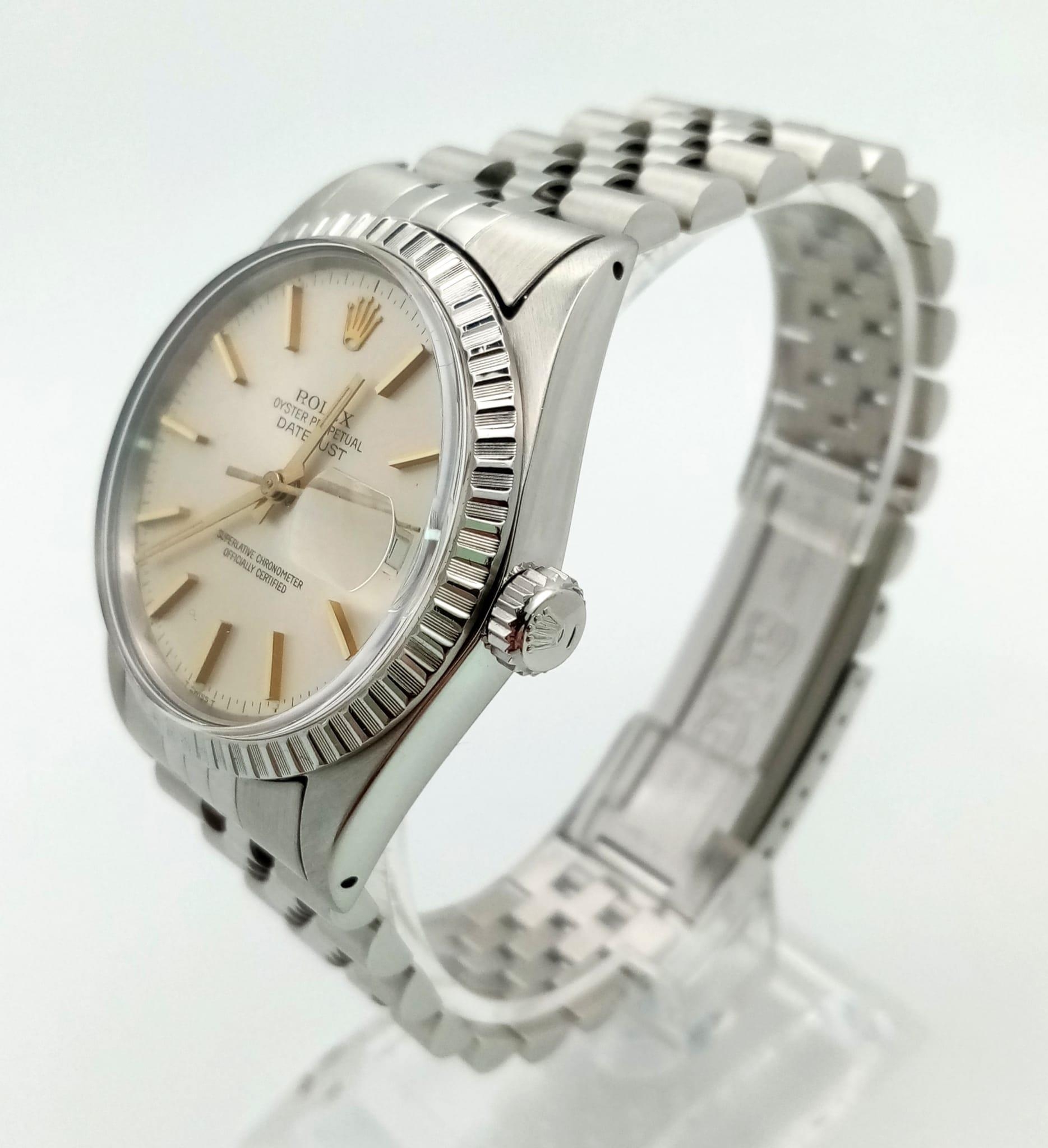 A Rolex Oyster Perpetual Datejust Gents Watch. Stainless steel strap and case - 36mm. Cream dial. - Image 2 of 7