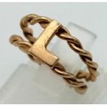 9K YELLOW GOLD INITIAL L RING, WEIGHT 2.1G SIZE F