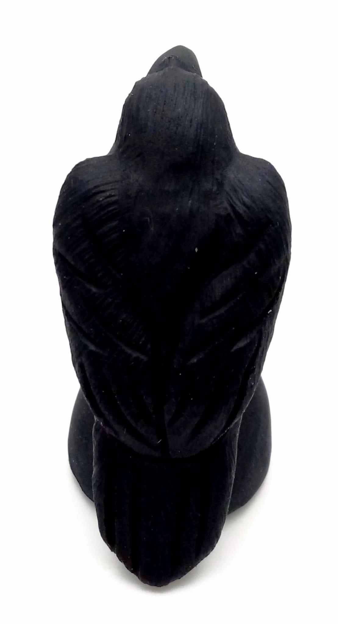 A Damien-esque (Omen 2) Black Obsidian Crystal Bird Figure. 7cm tall. - Image 4 of 4