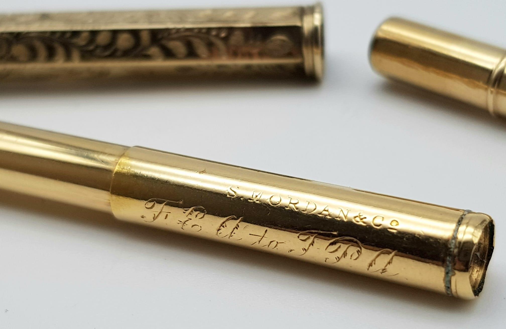 A 9K Yellow Gold Victorian Bloodstone Fountain Pen with a 9K Yellow Gold Edwardian S. Morden and - Bild 2 aus 4