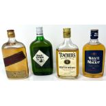 Four Half Bottles of Vintage Whiskey. To Include: Johnnie Walker red, Whyte and Mackay, Teachers,