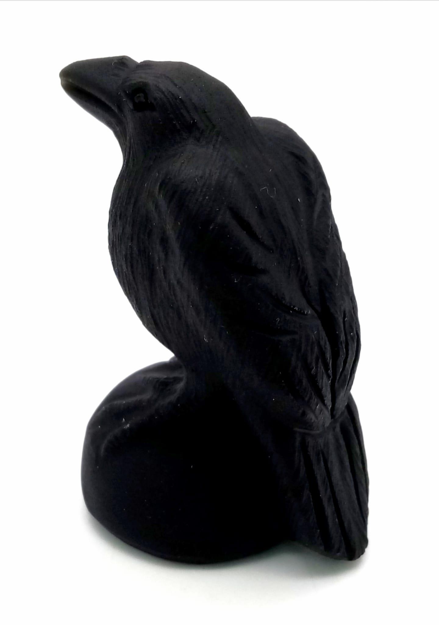 A Damien-esque (Omen 2) Black Obsidian Crystal Bird Figure. 7cm tall. - Image 2 of 4