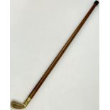 An Antique Golf Club/Sunday Stick/Sabbath Stick with Brass Head. Length 78cm