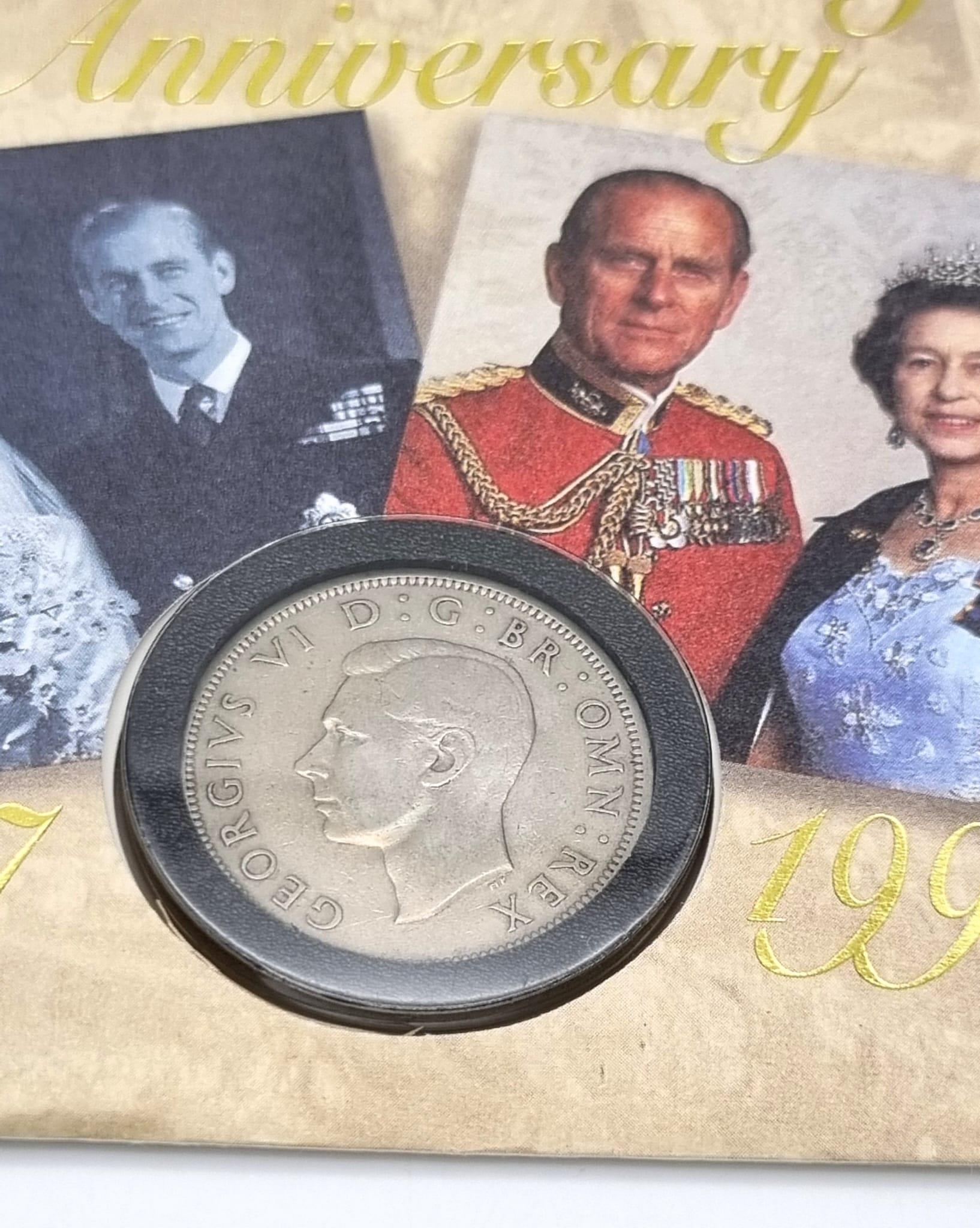 A 1947 Silver George V1 Half Crown and 1997 First Day Cover Set Commemorating the Queens Golden - Image 2 of 4