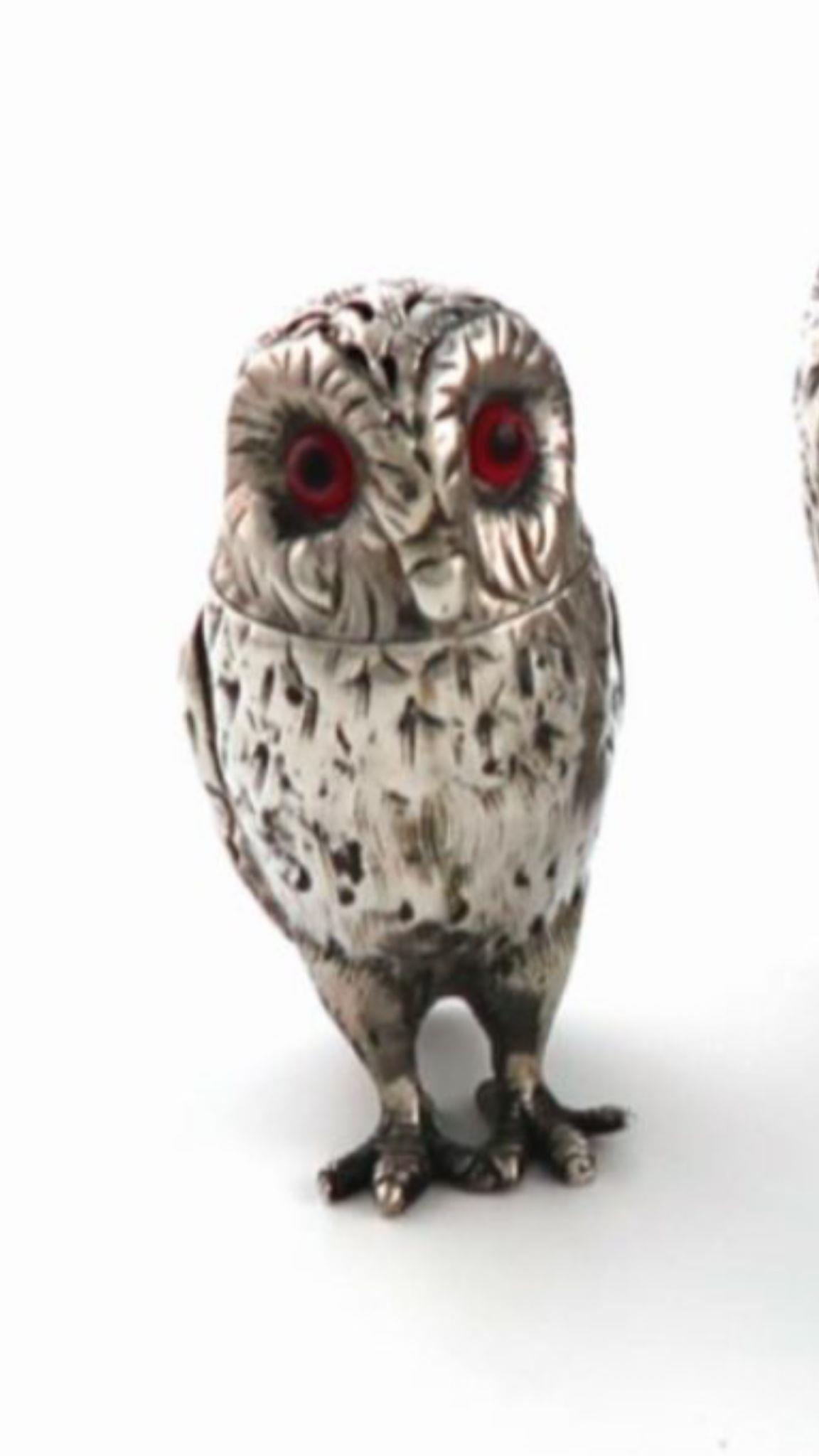 A magnificent 19th century rare silver antique original four piece owl cruet set by George - Image 23 of 26