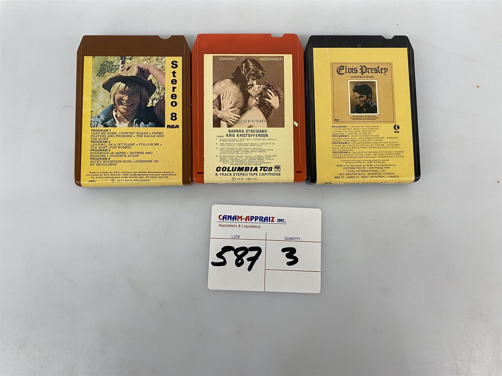 Mixed Lot - Assorted 8-Track Tapes - 3PCS