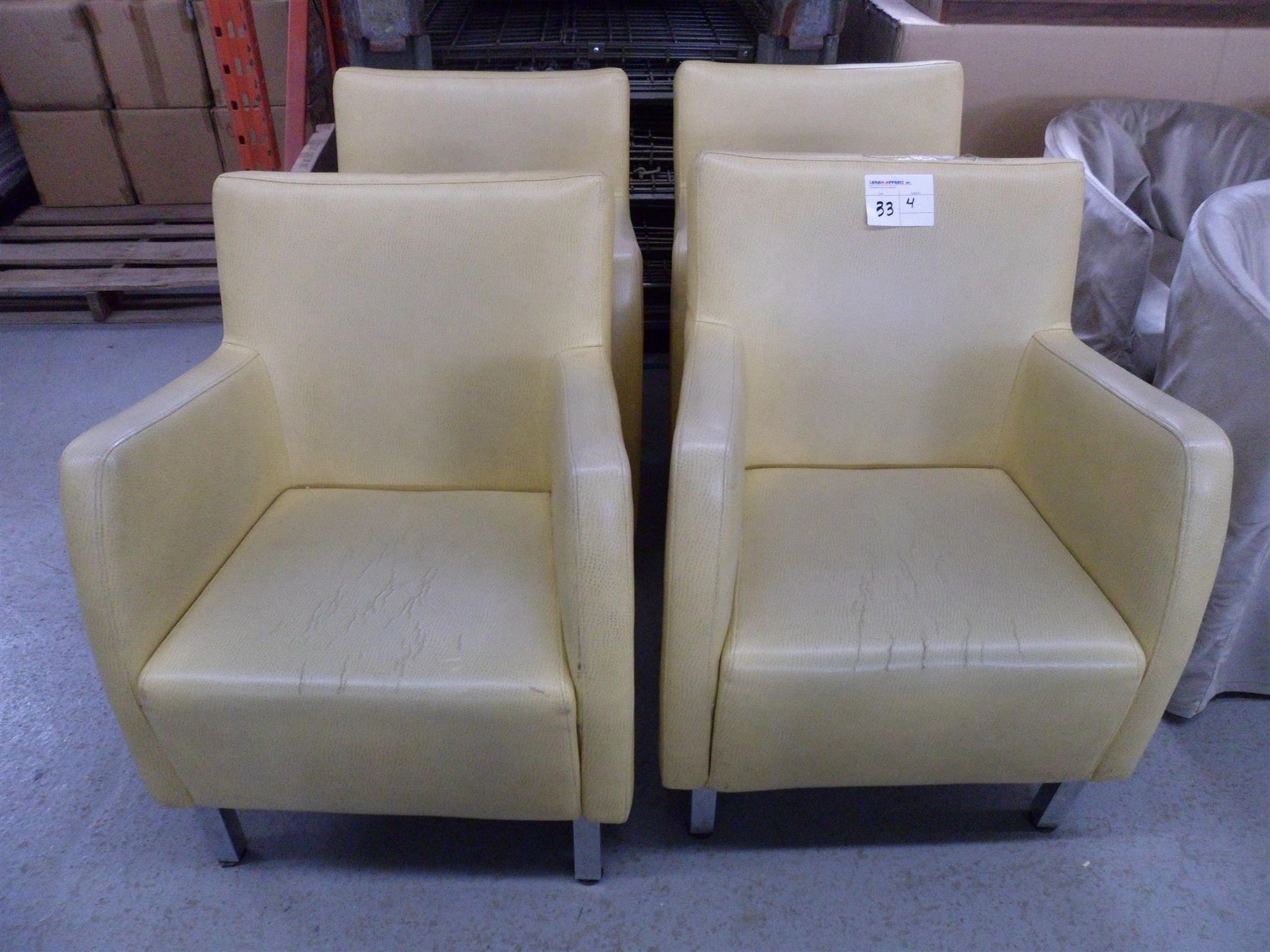 BEIGE LEATHER STYLE ARM CHAIRS - 4PCS