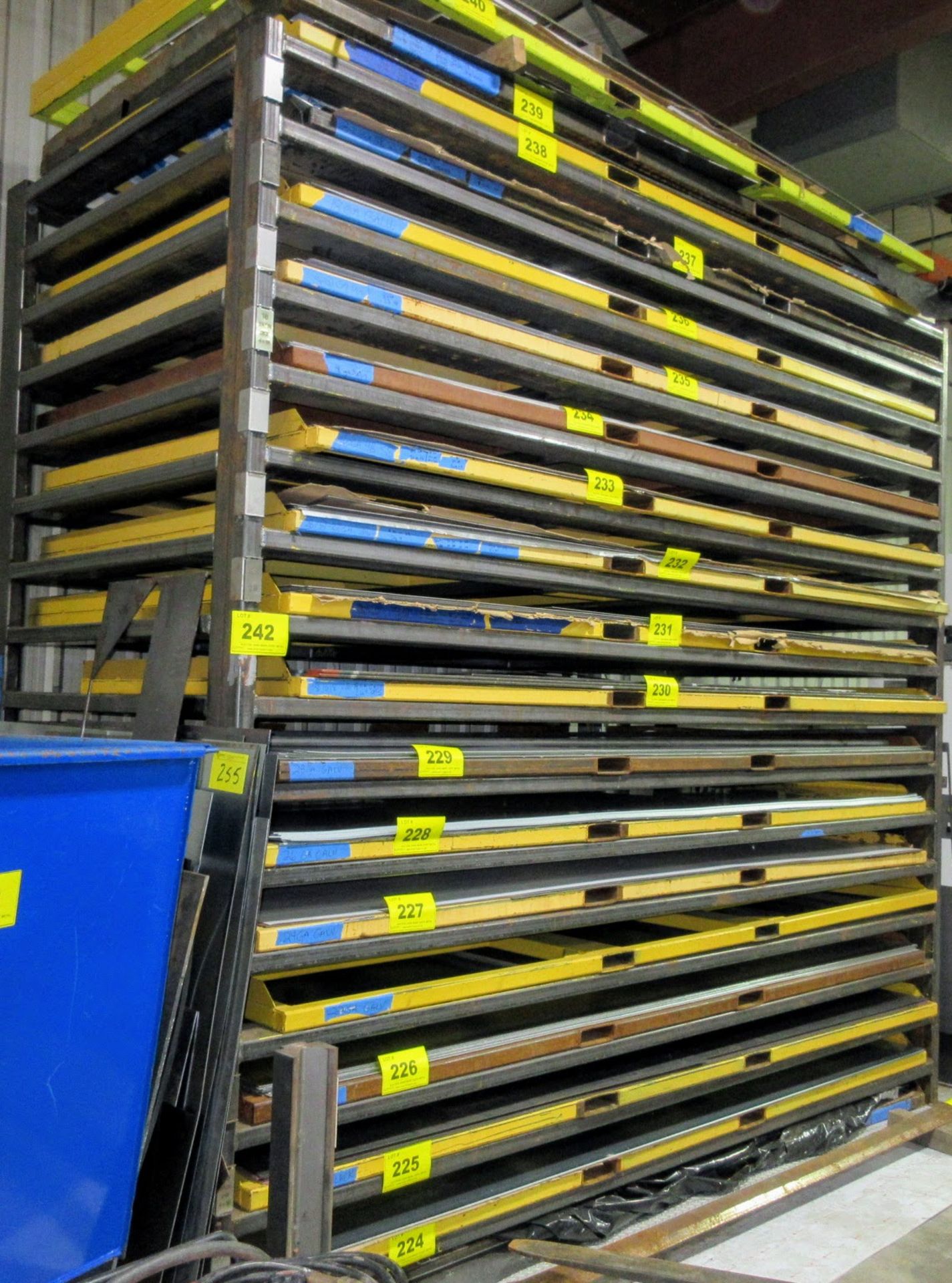 APPROX. 132"W X 62"D X 128"H STEEL SHEET METAL STORAGE RACK (NO CONTENTS) (NOTE: SUBJECT TO LATE