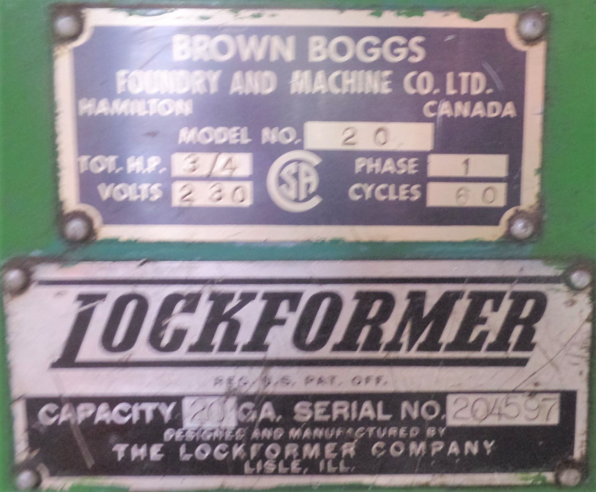 BROWN BOGGS / LOCKFORMER MODEL 20 PITTSBURGH MACHINE, (5) FORMING STATIONS, AUTO GUIDE POWER - Image 7 of 8