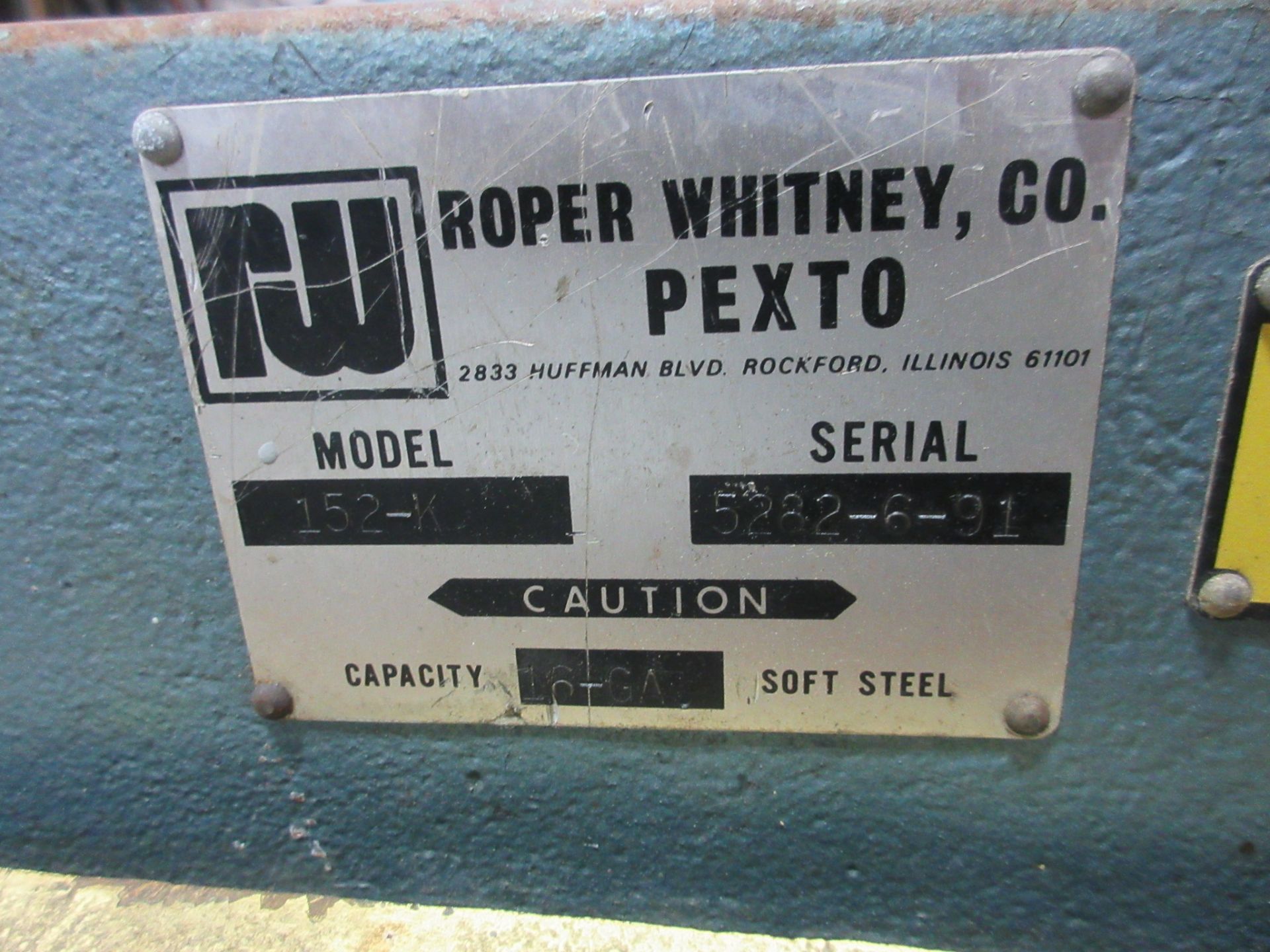 ROPER WHITNEY 152-K FOOT SHEAR, 5' CAP., S/N 5282-6-91 (RIGGING FEE $100) - Image 2 of 3