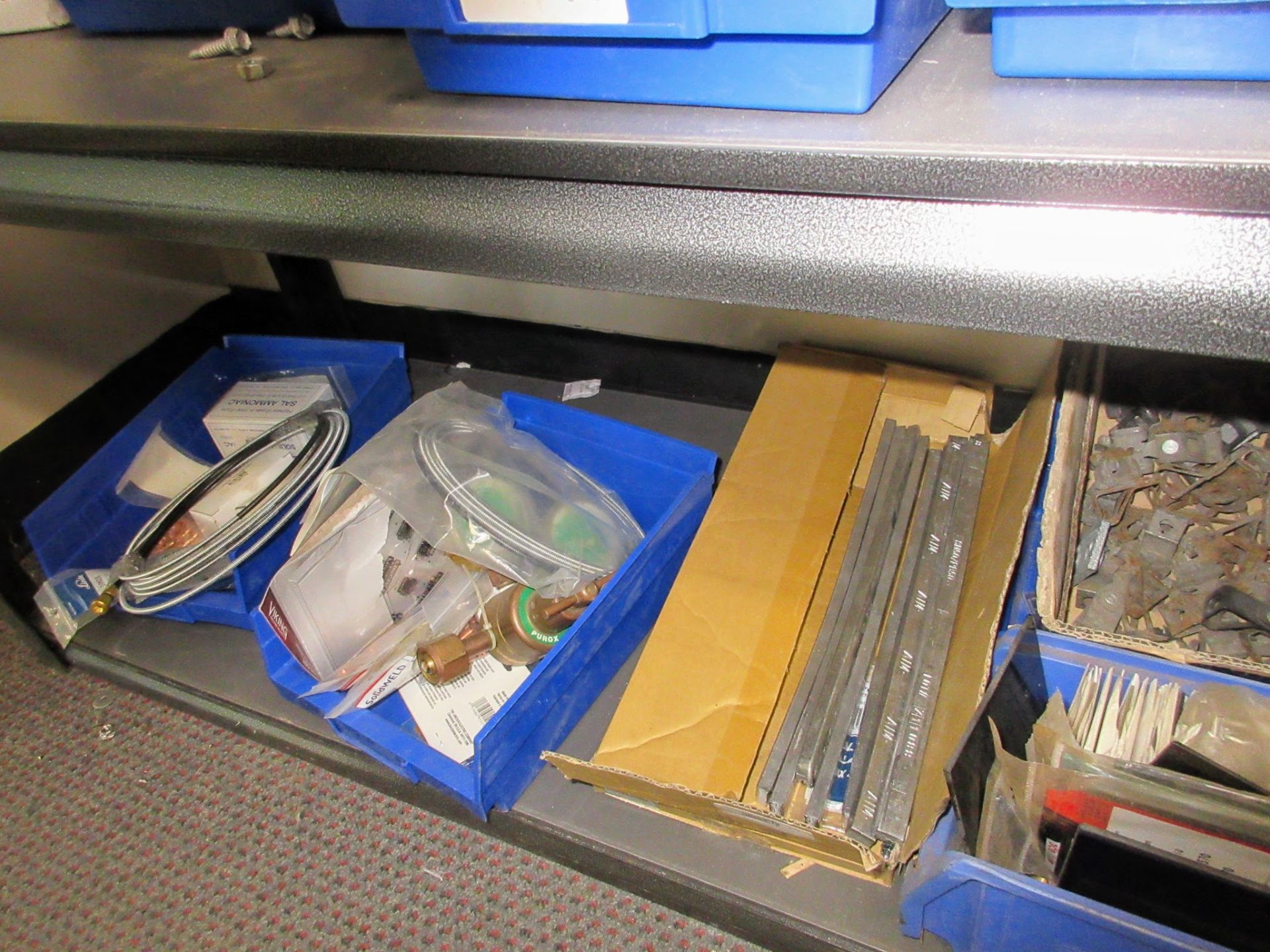 CONTENTS OF (2) SECTIONS OF SHELVING UNIT INCLUDING FASTENERS, WELDING SUPPLIES, SLEEVE ANCHORS, - Image 5 of 5