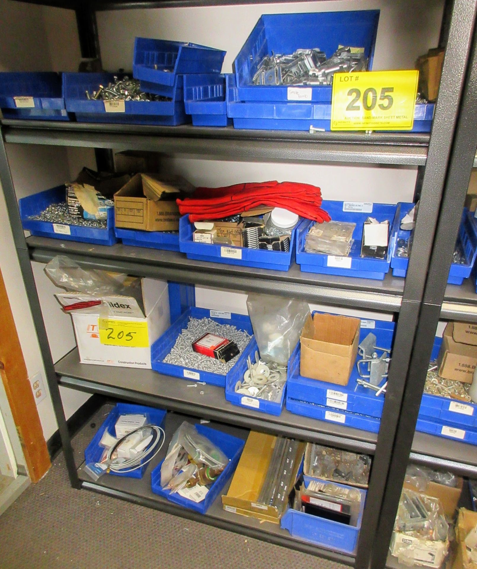 CONTENTS OF (2) SECTIONS OF SHELVING UNIT INCLUDING FASTENERS, WELDING SUPPLIES, SLEEVE ANCHORS, - Image 2 of 5