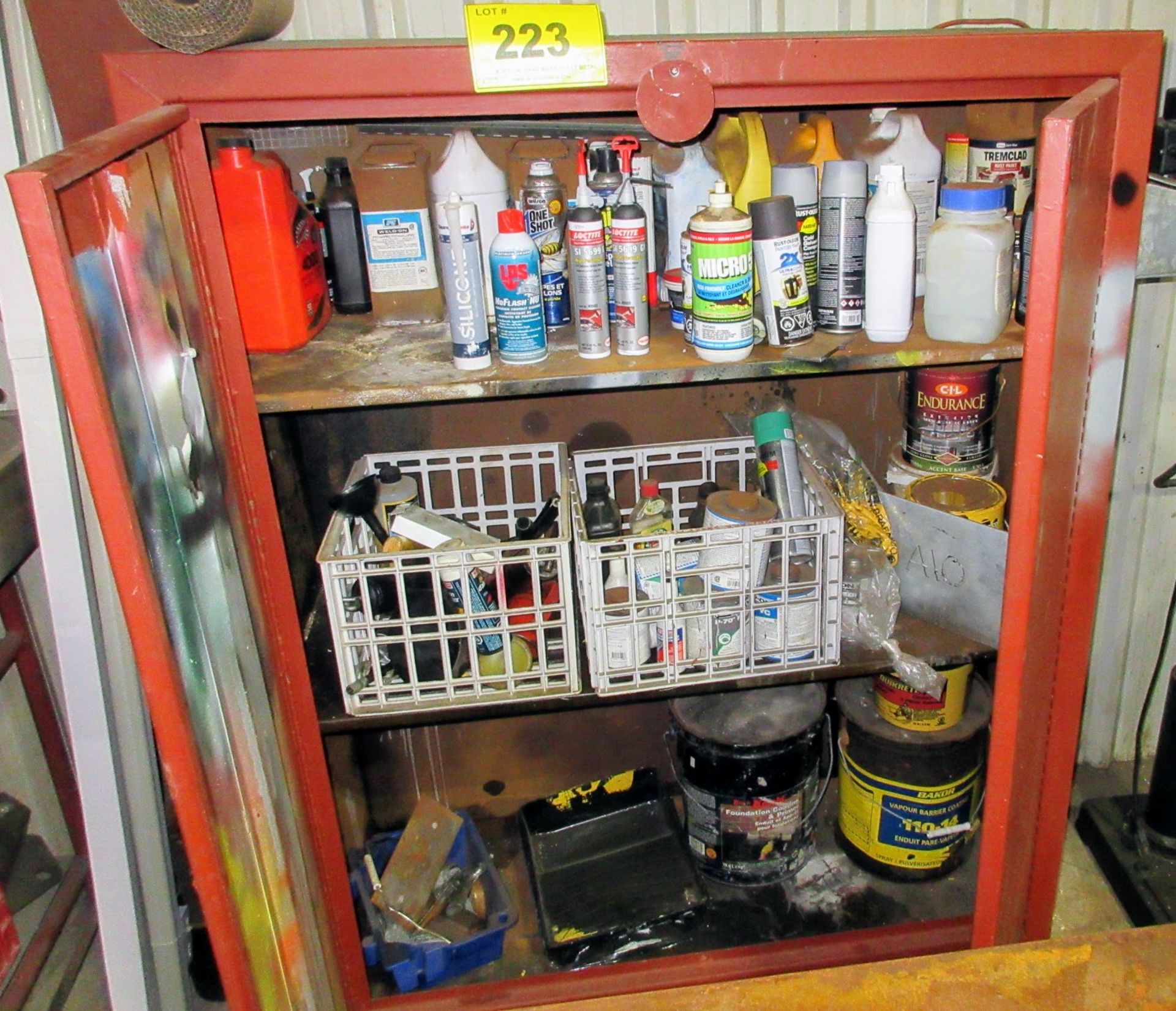 2-DOOR METAL CABINET W/ CONTENTS INCLUDING CHEMICAL, ETC. - Image 2 of 2