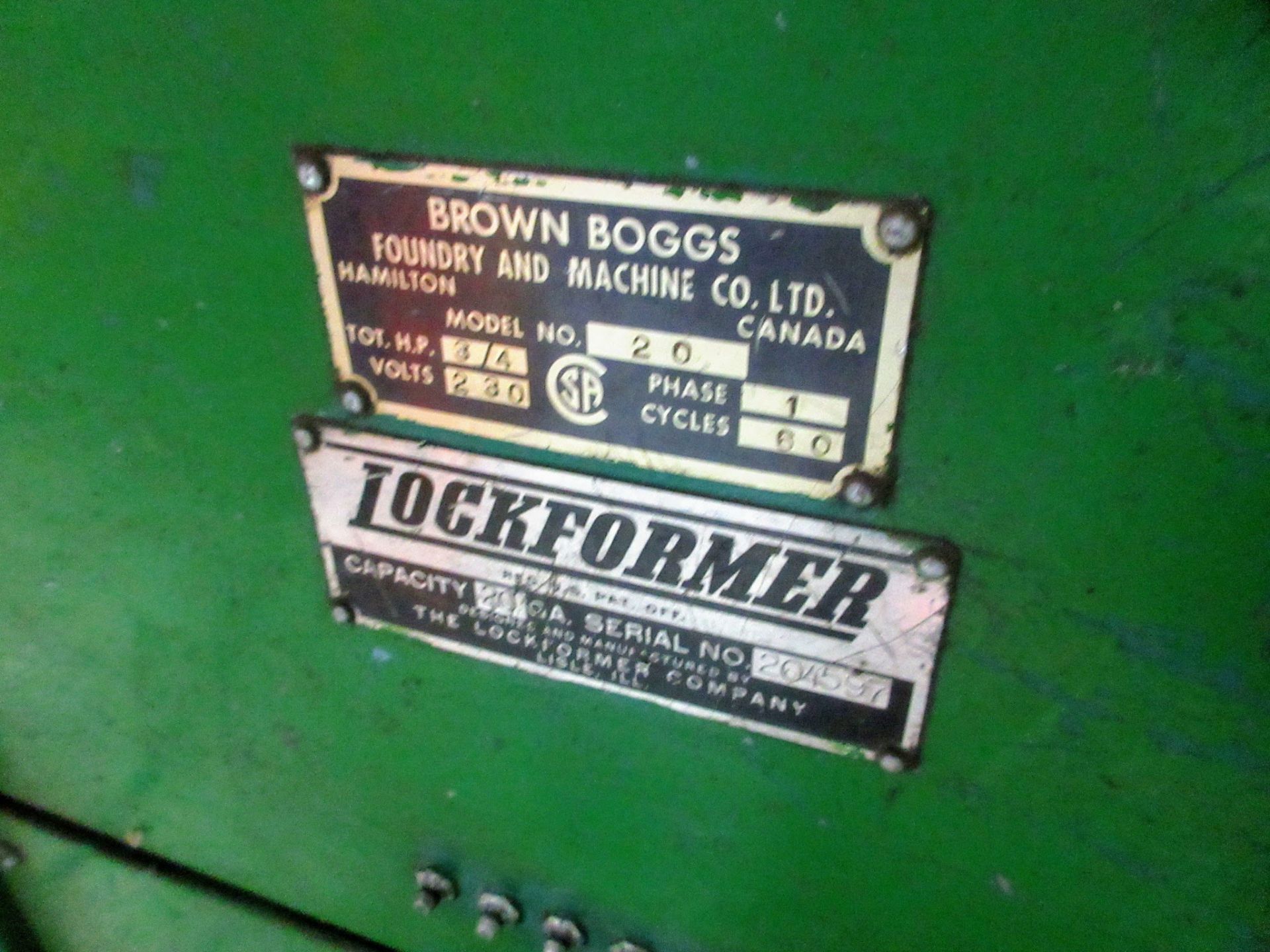 BROWN BOGGS / LOCKFORMER MODEL 20 PITTSBURGH MACHINE, (5) FORMING STATIONS, AUTO GUIDE POWER - Image 6 of 8