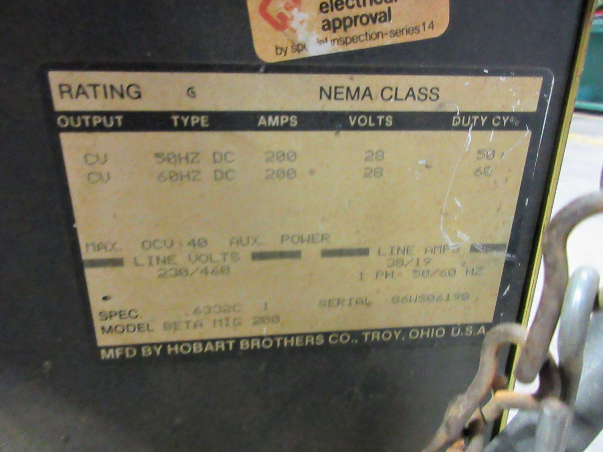 HOBART BETA-MIG 200 WELDER W/ CART AND CABLES - Image 4 of 4