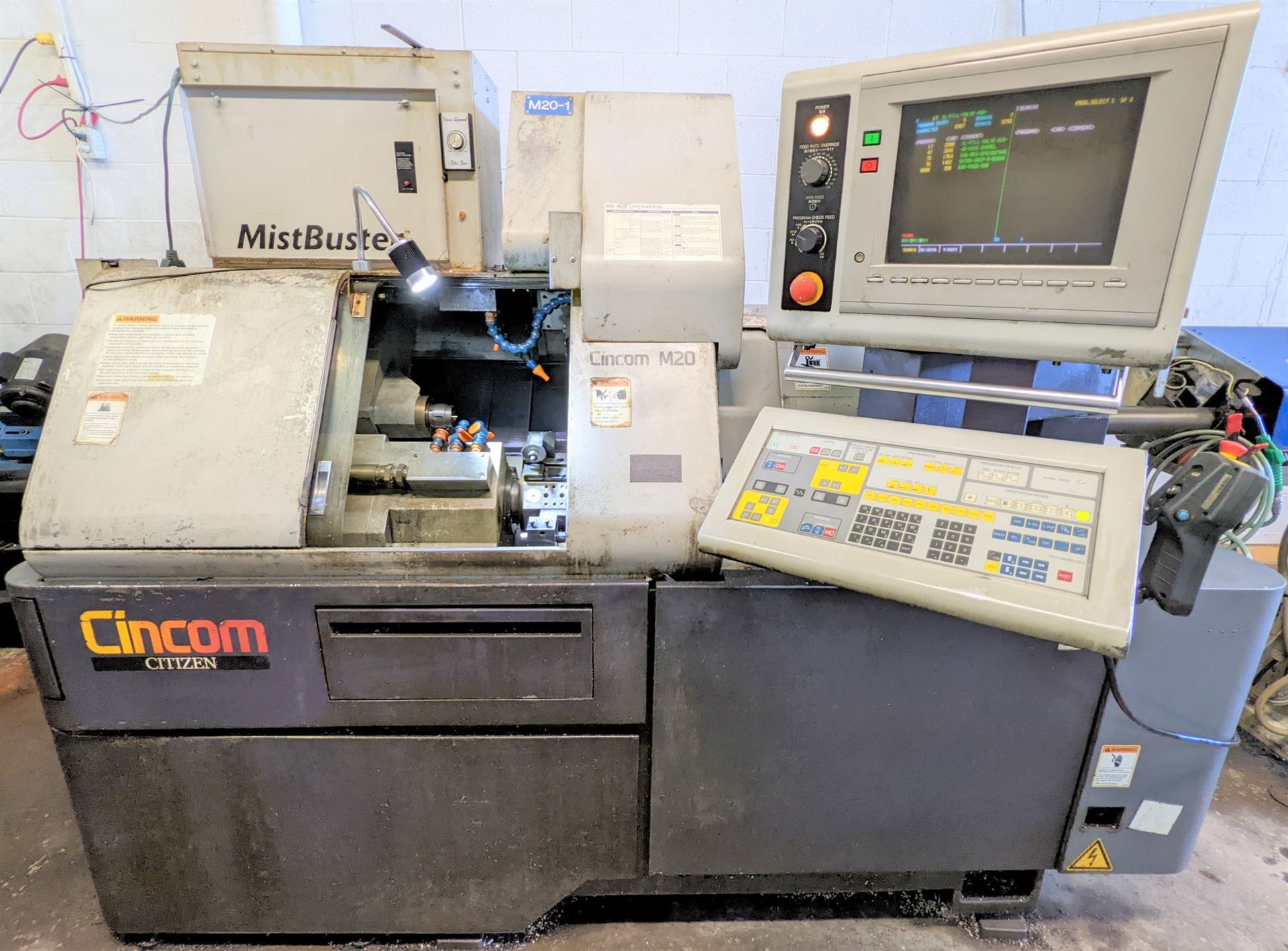 CITIZEN CINCOM M-20 CNC SWISS LATHE, CNC CONTROL, S/N V5039 W/ IEMCA GENIUS 120 BAR FEEDER - Image 2 of 30