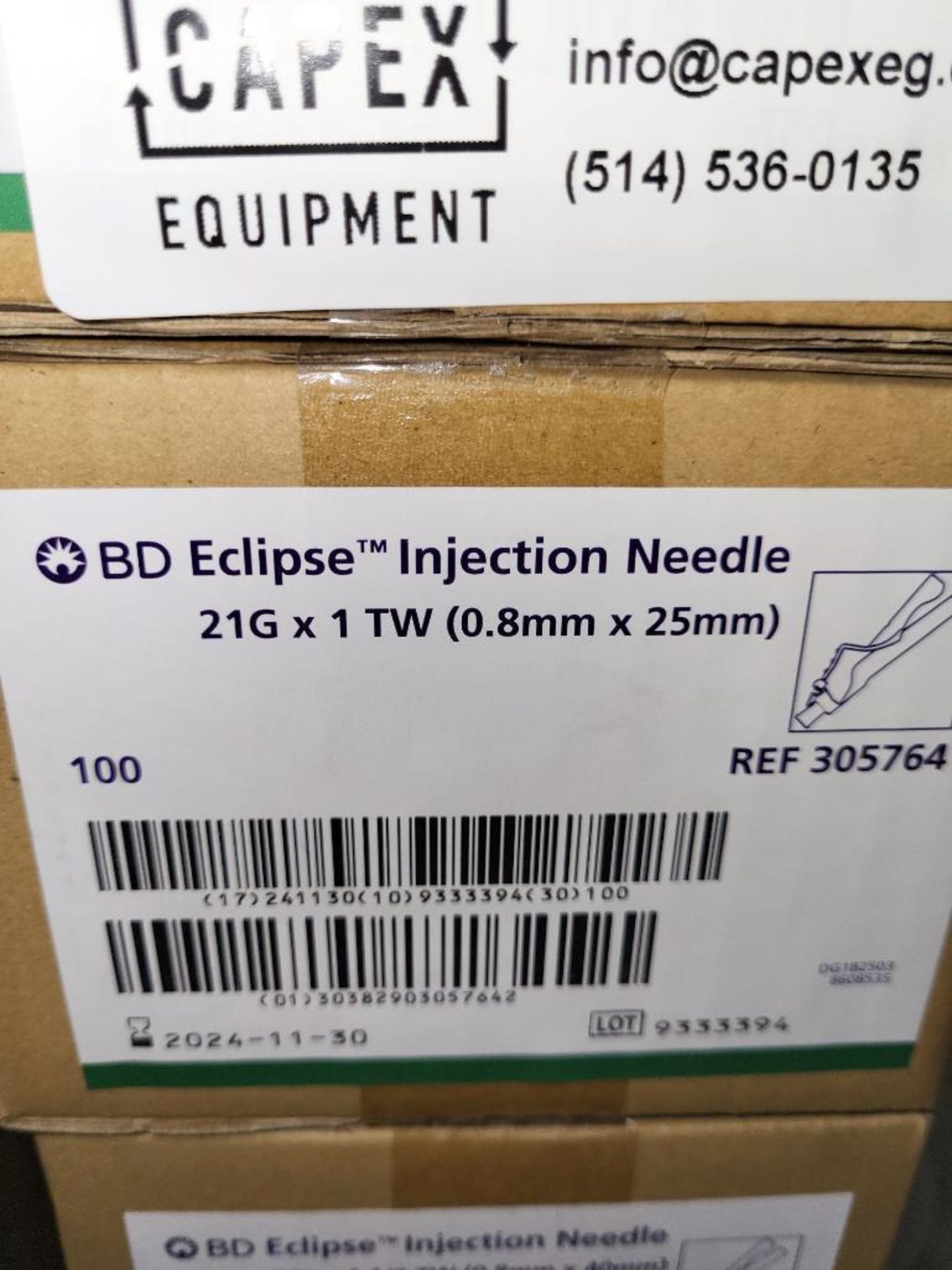 Lot of 500 BD Eclipse needle 21 G x 1 in. single use sterile