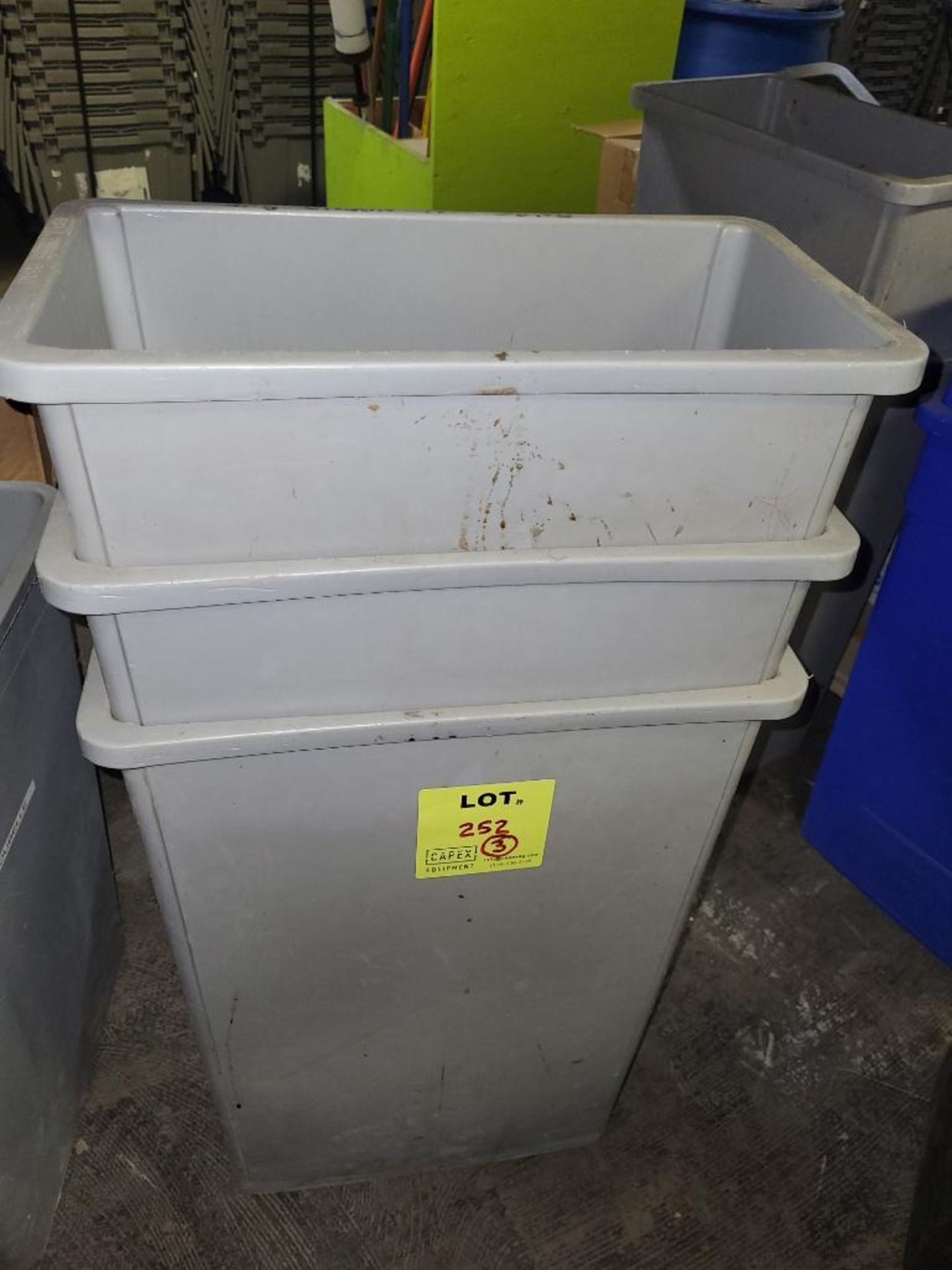 Lot Of 3 Grey Garbage Cans NO LID