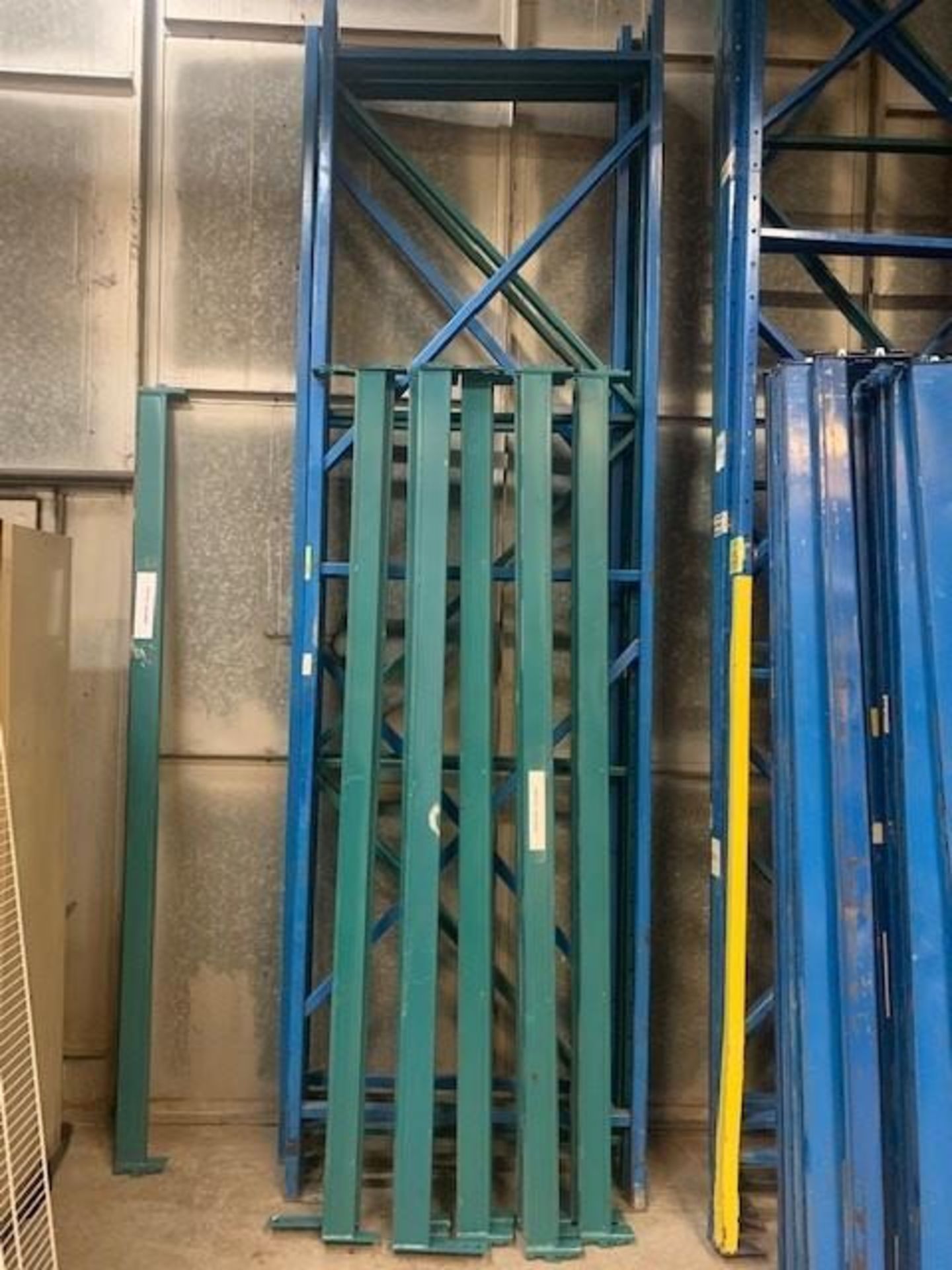 Lot Of 3 Sections Of Racking 14 Feet High 42 Inches Wide 96 Inches Long 4 Upright 14 Crossbars