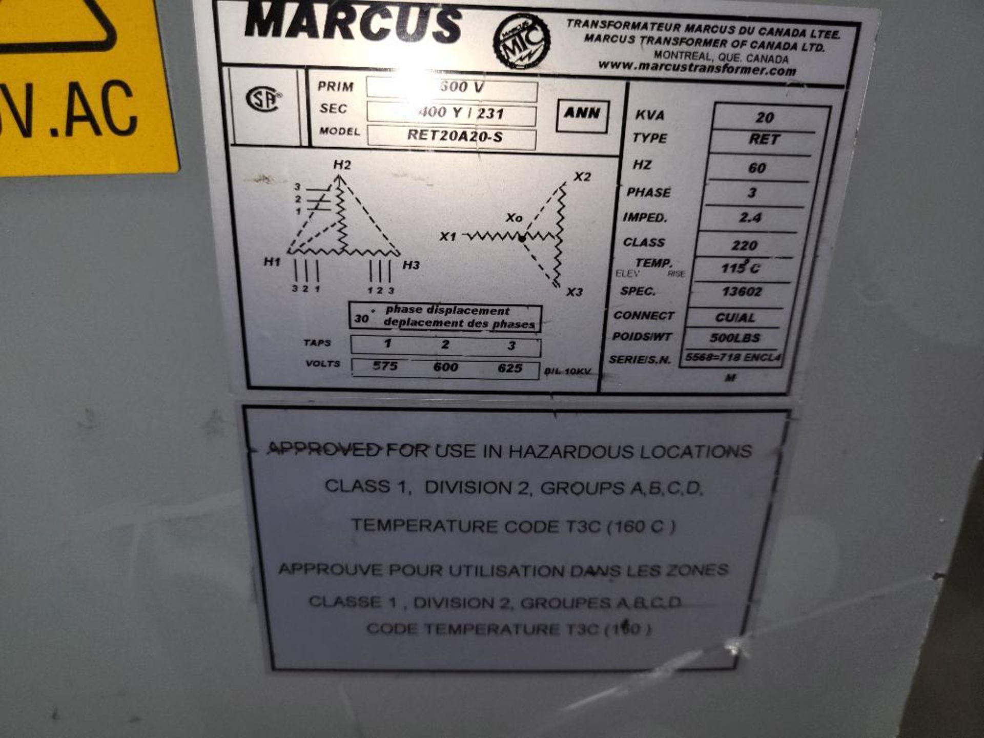 Marcus 20 KVA Transformer - Image 2 of 2