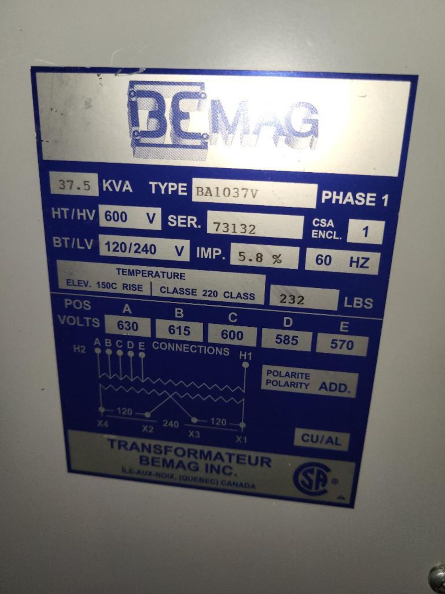 BEMAG 37.5 KVA Transformer - Image 2 of 2