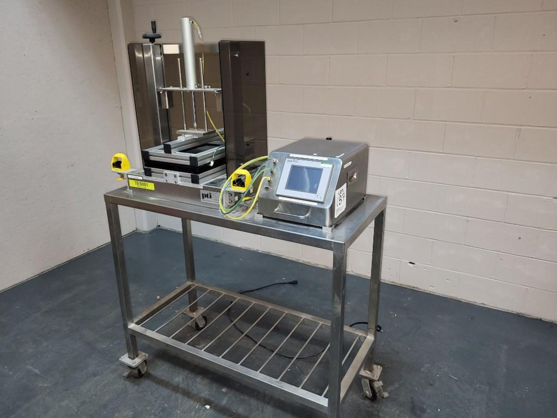 PTI VeriPac P225 VeriPac Package Integrity Test System - Stainless Steel Table On Wheels