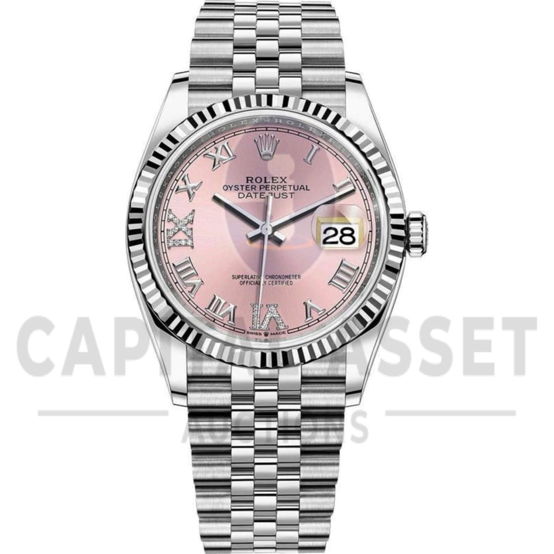 (On Sale) ROLEX DATEJUST 36mm *OYSTER STEEL/18ct WHITE GOLD BEZEL* (2022 - UNWORN) PINK DIAMOND DIAL