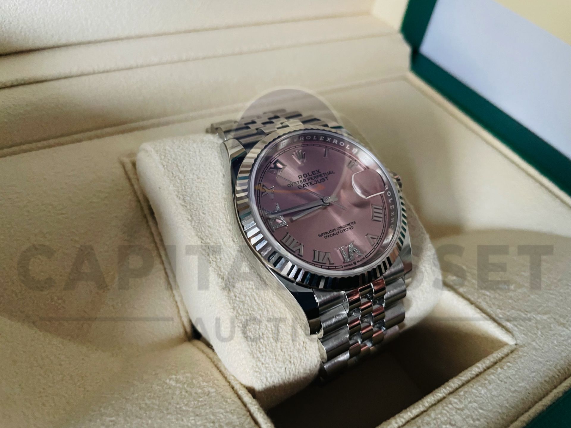 (On Sale) ROLEX DATEJUST 36mm *OYSTER STEEL/18ct WHITE GOLD BEZEL* (2022 - UNWORN) PINK DIAMOND DIAL - Image 11 of 19