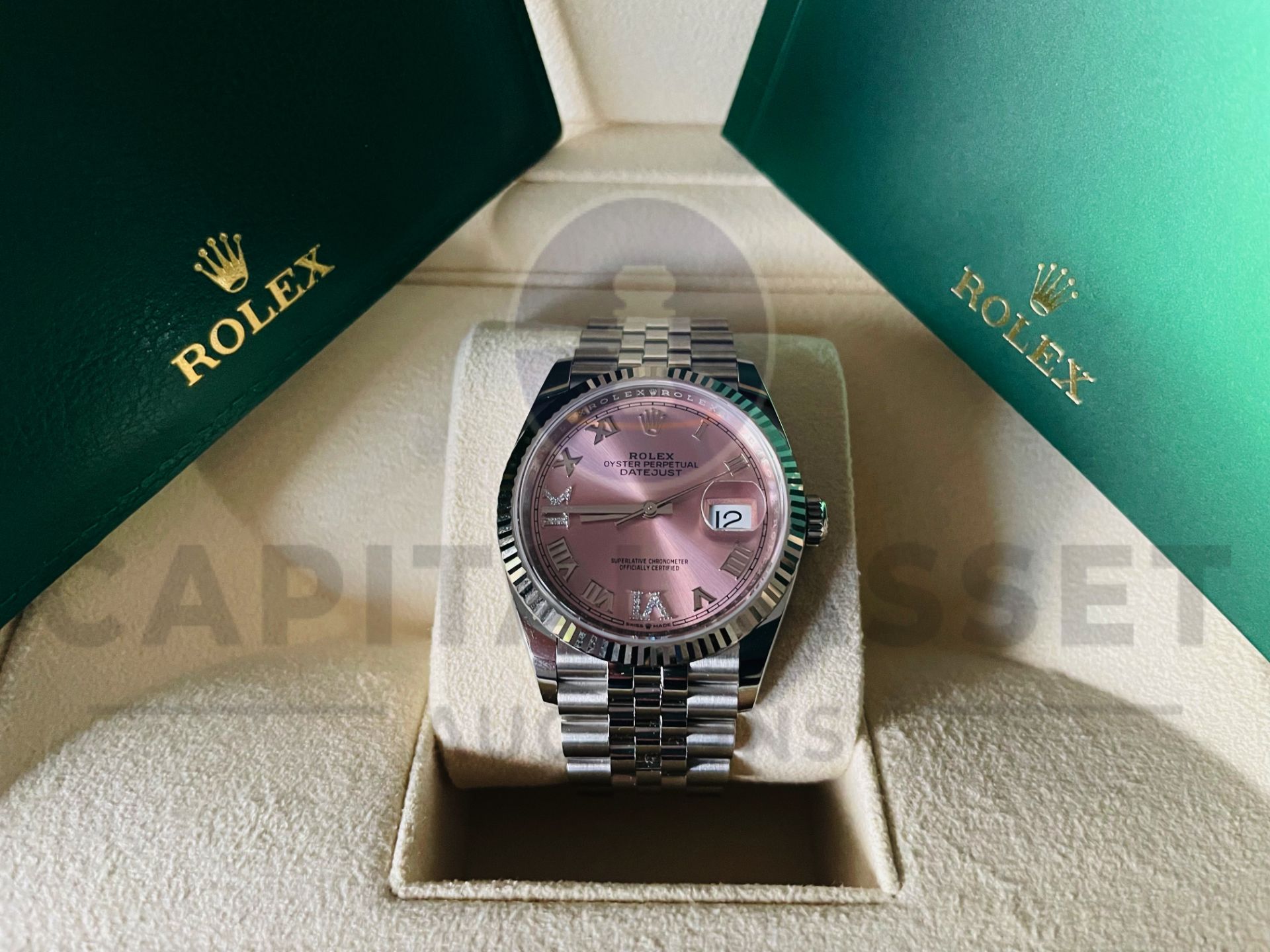 (On Sale) ROLEX DATEJUST 36mm *OYSTER STEEL/18ct WHITE GOLD BEZEL* (2022 - UNWORN) PINK DIAMOND DIAL - Image 9 of 19