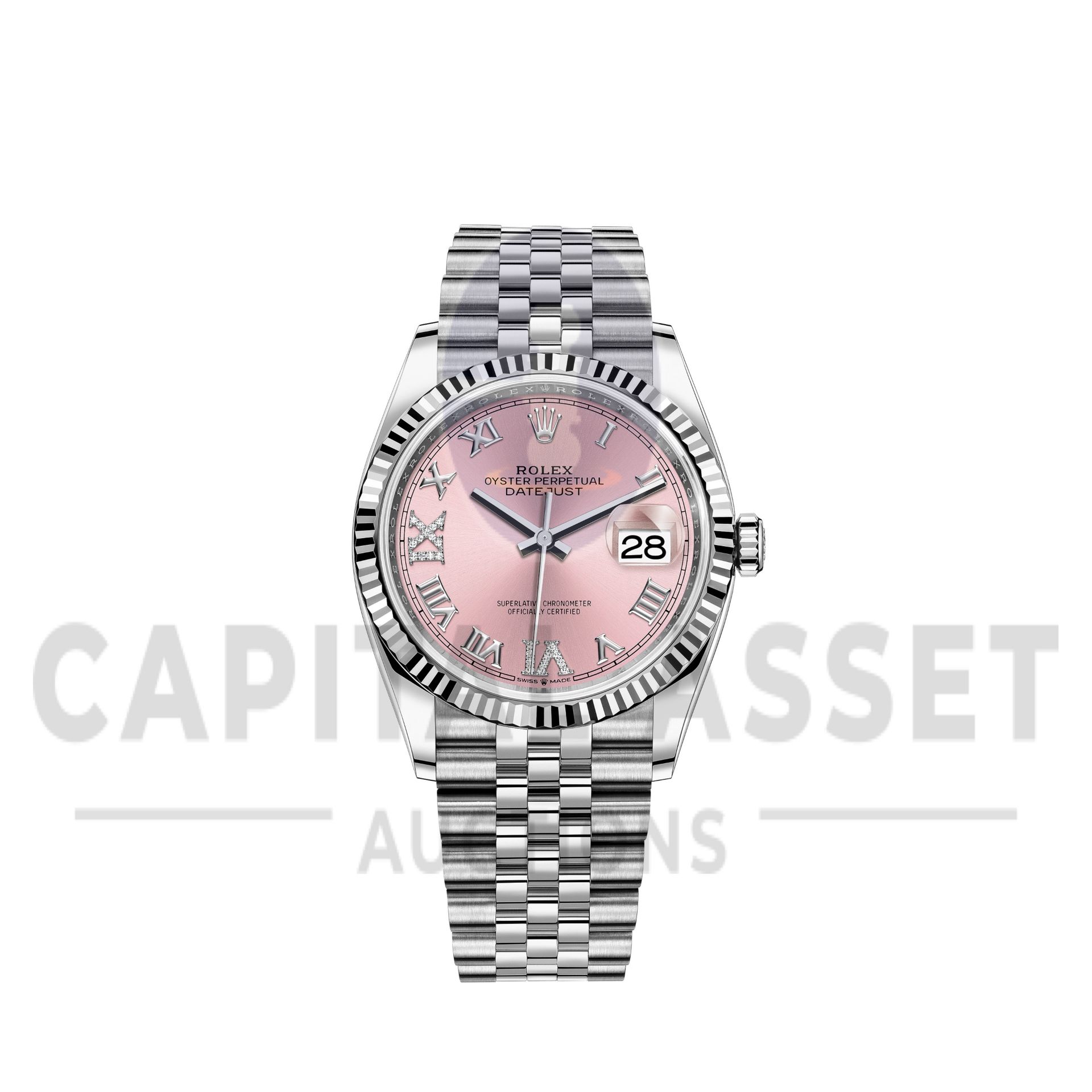 (On Sale) ROLEX DATEJUST 36mm *OYSTER STEEL/18ct WHITE GOLD BEZEL* (2022 - UNWORN) PINK DIAMOND DIAL - Image 2 of 19