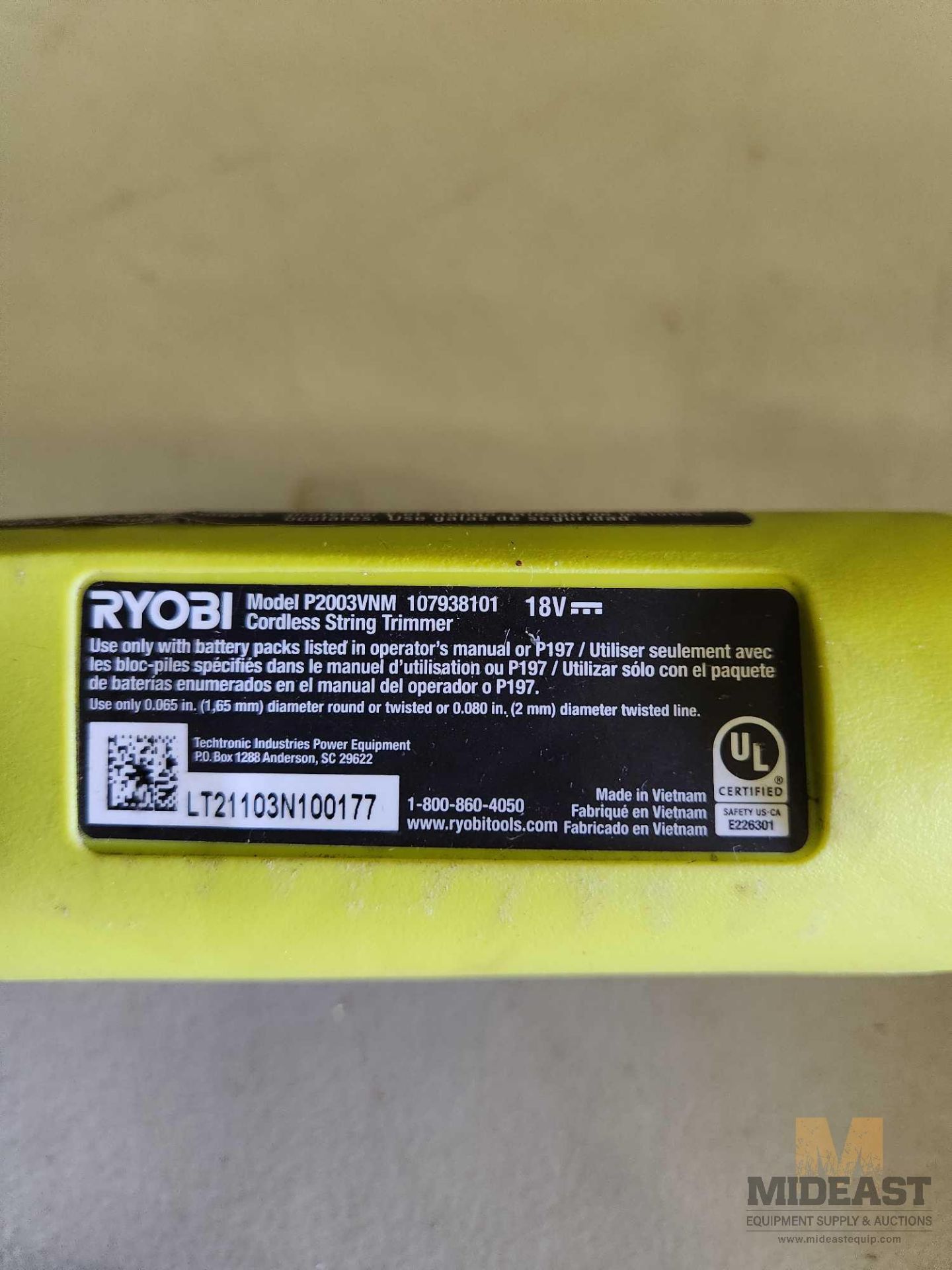 Ryobi Battery Operated Weed Wacker - Image 3 of 3
