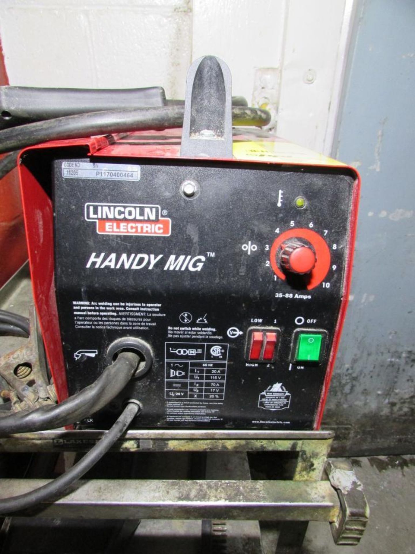 Lincoln Electric Handy MIG Wire Welder. 35-88A, 70A 17V 20% Duty Cycle Output, 115V 20A 60Hz 1PH Inp - Image 2 of 7