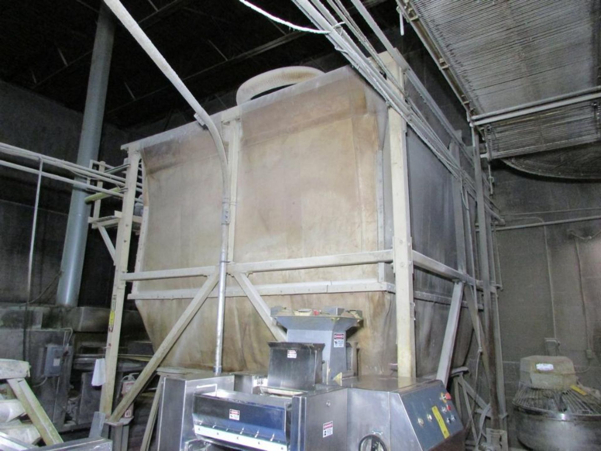 40,000 Lb. Flour Storage Sack Silo, Approx 12'x12'x12' Steel Frame, Discharge Cone with Rotary Valve - Image 7 of 11
