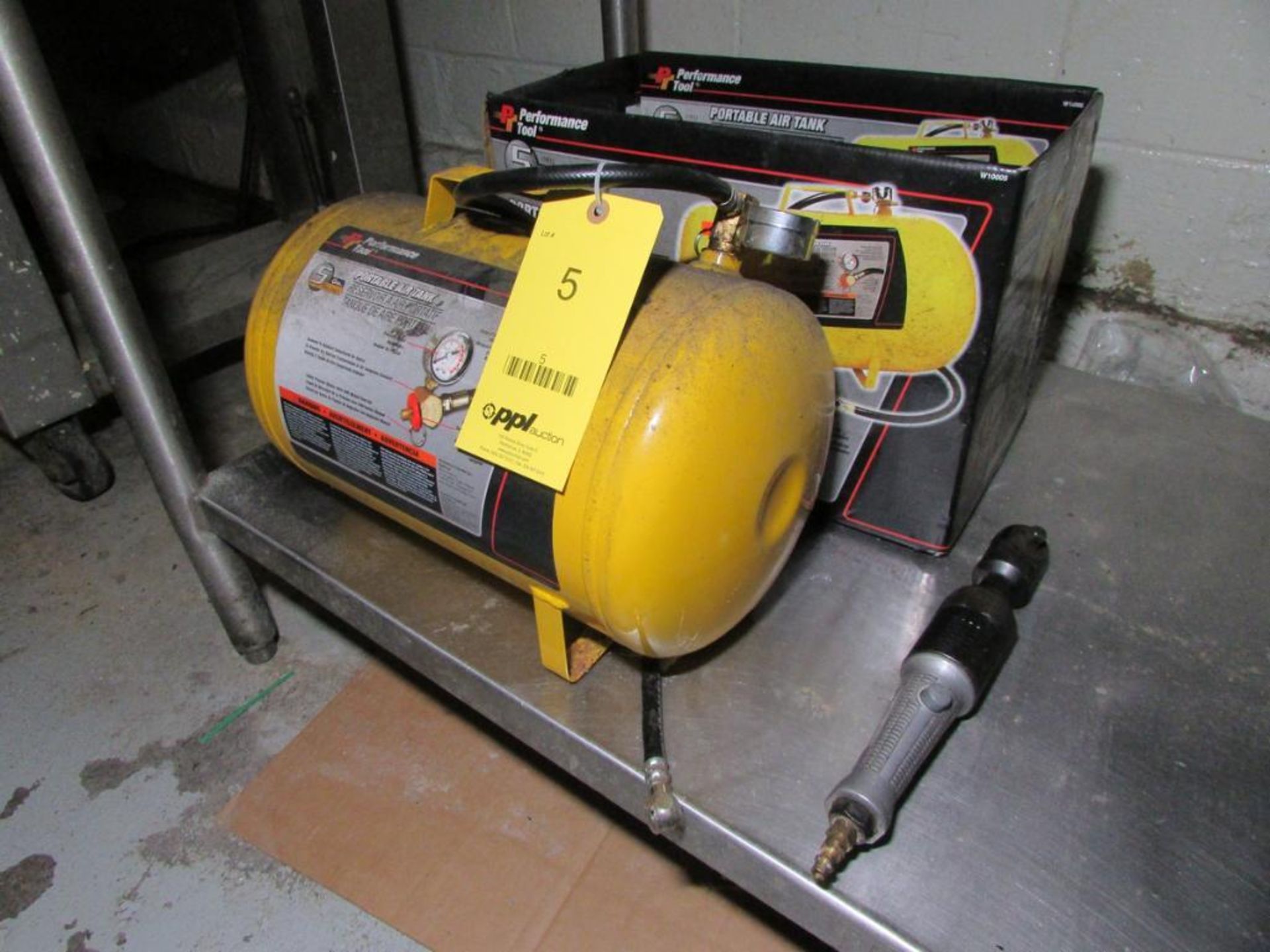 Performance Tool 5 Gal. Portable Compressed Air Tank with Ingersoll Rand 109 3/8" Pneumatic Ratchet