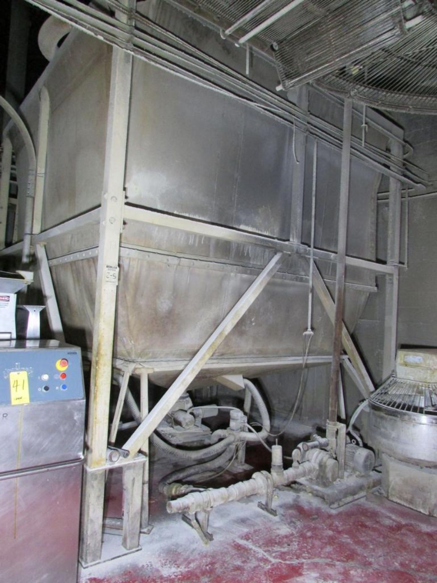 40,000 Lb. Flour Storage Sack Silo, Approx 12'x12'x12' Steel Frame, Discharge Cone with Rotary Valve - Image 8 of 11