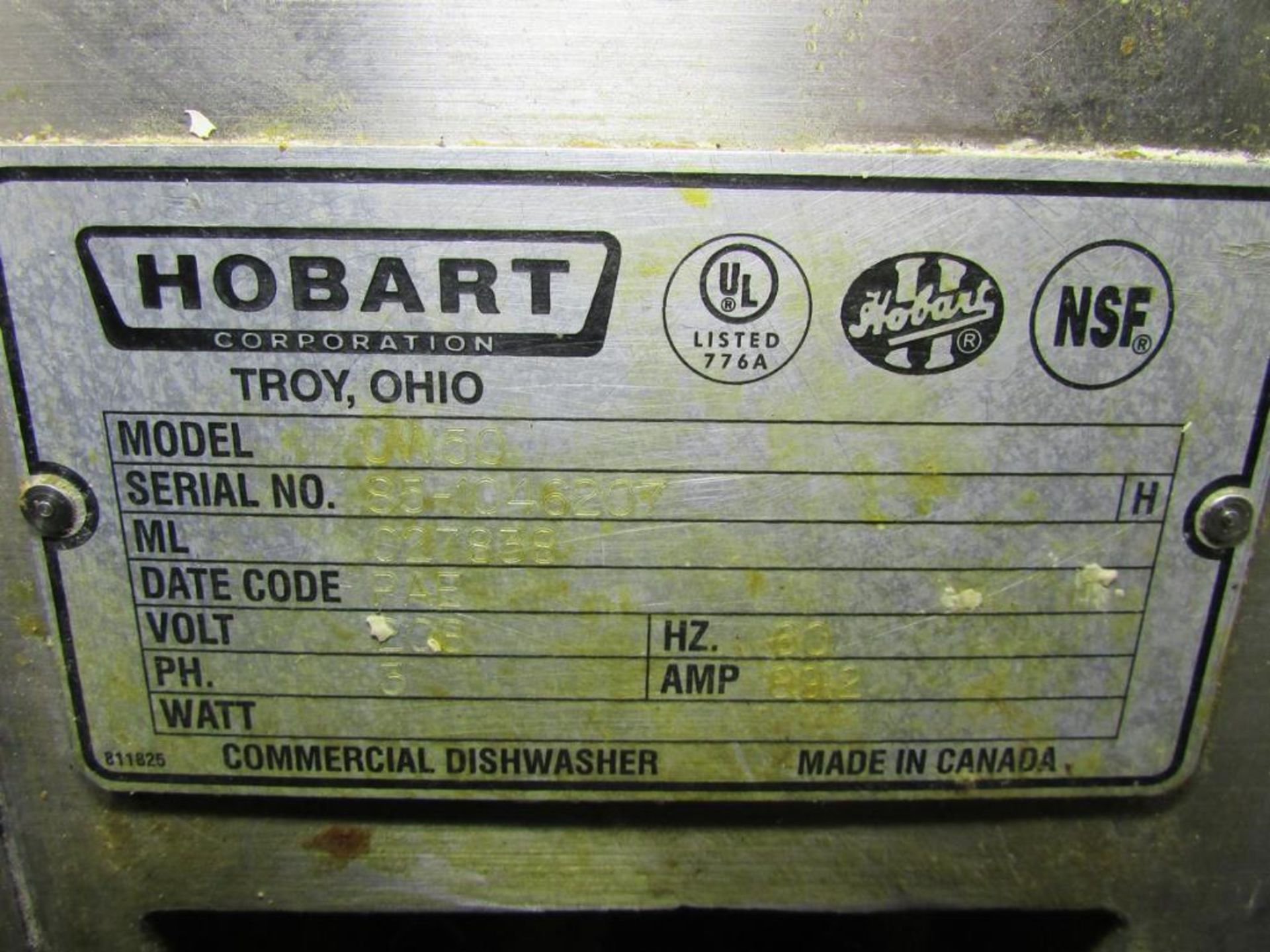 Hobart UW50 Commercial Dishwasher. Wash and Rinse Cycles. 40"x24" Wash Tray, Approx 40"x24"x24" Wash - Image 11 of 11