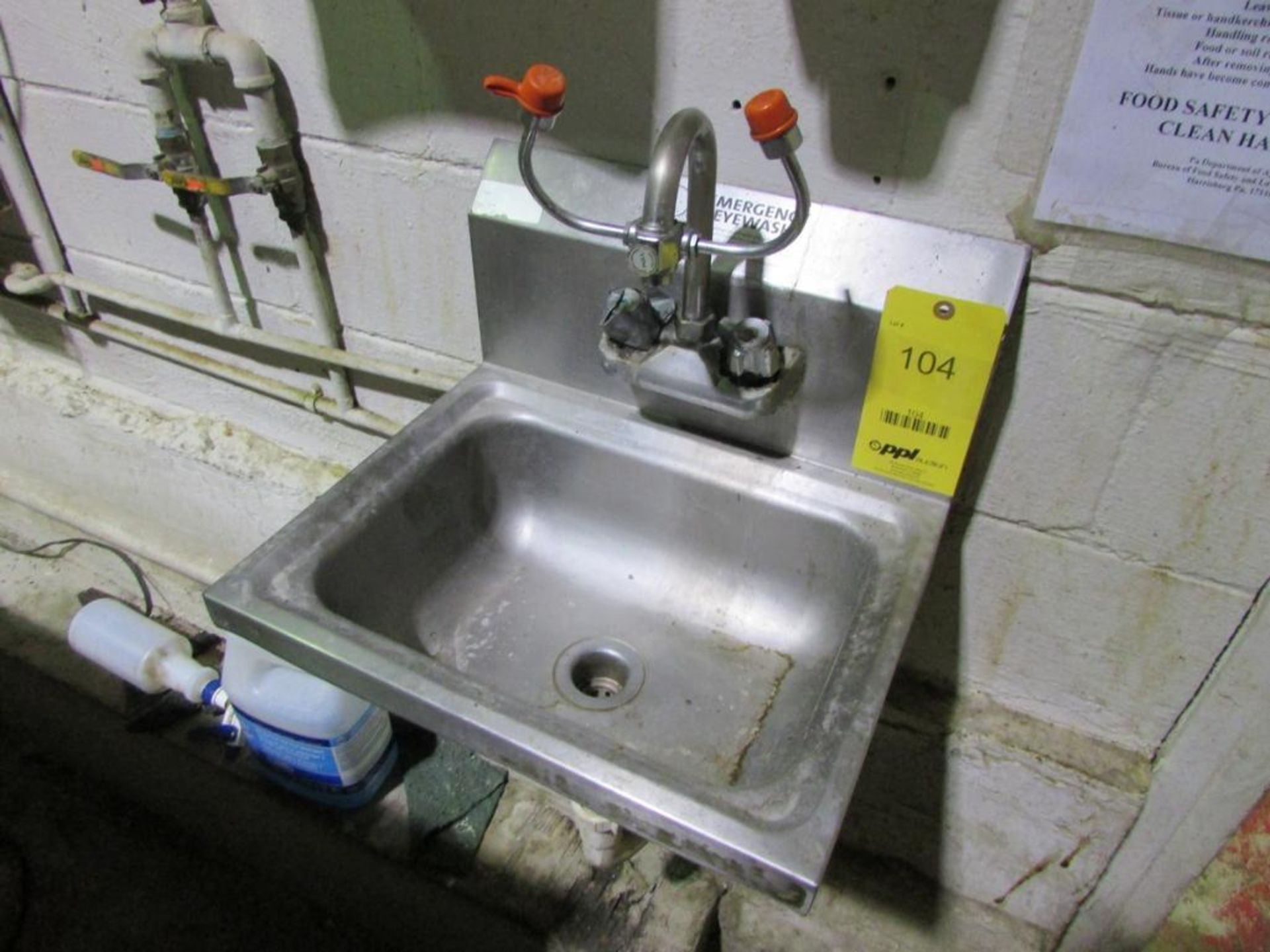 LOT: Stainless Steel Hand Sink with Emergency Eyewash Attachment, Soap and Paper Towel Dispensers, a - Image 2 of 3