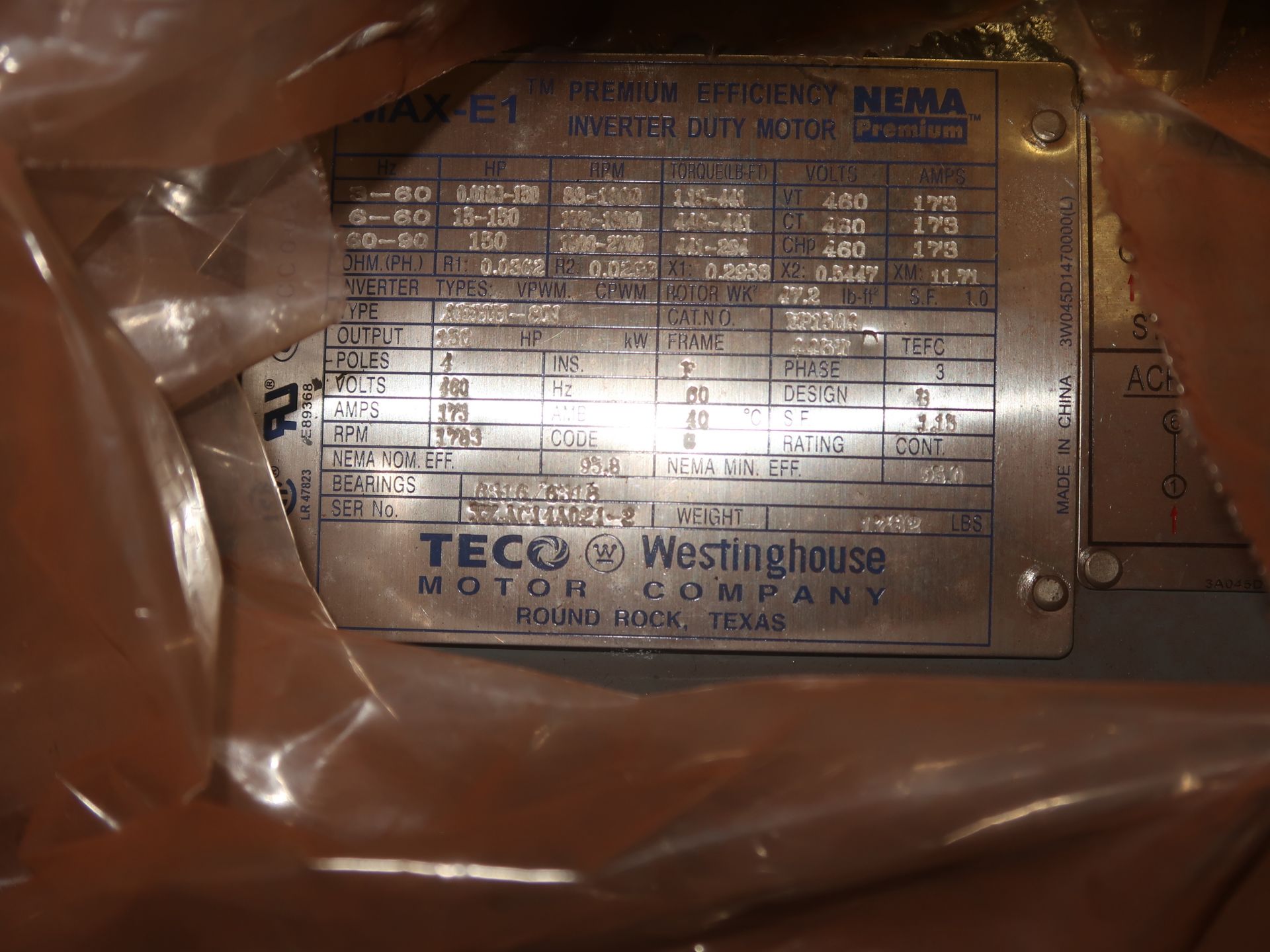 Teco 150 HP inverter motor - Image 3 of 3