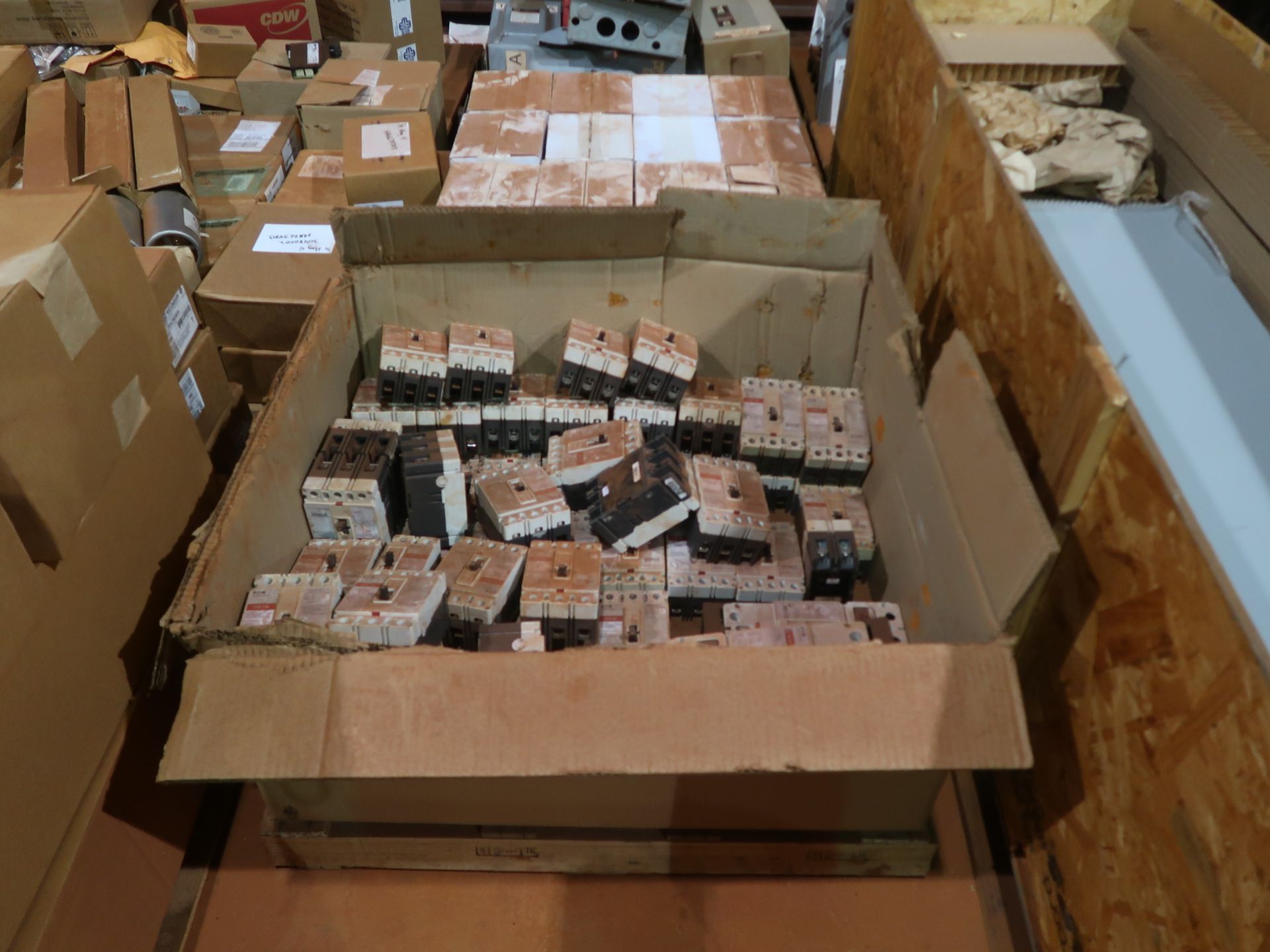 Lot of (20) pallets electrical safety switch boxes, breaker, 350 HP starter - Image 6 of 8