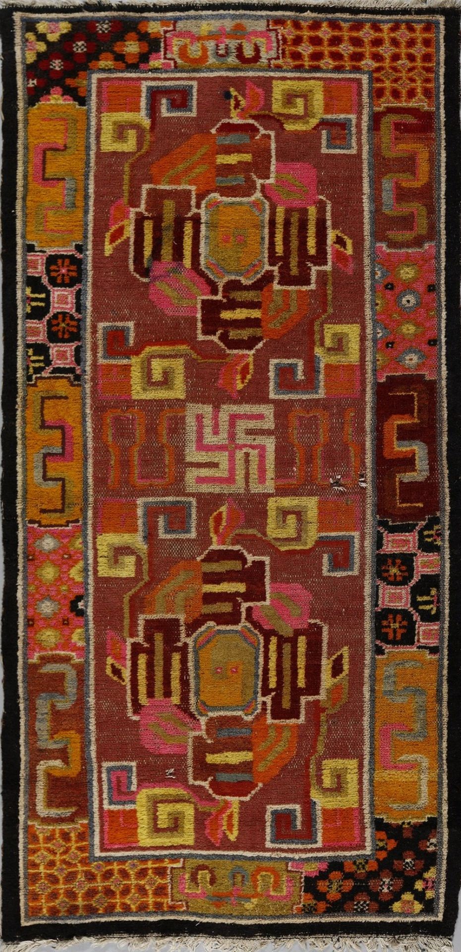 .  A lively colored Tibetan rug1920-1930.